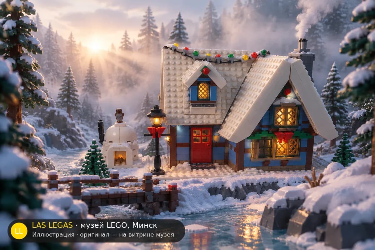 Иллюстрация: LEGO 10229 Зимняя деревня: домик в диораме своего сюжета