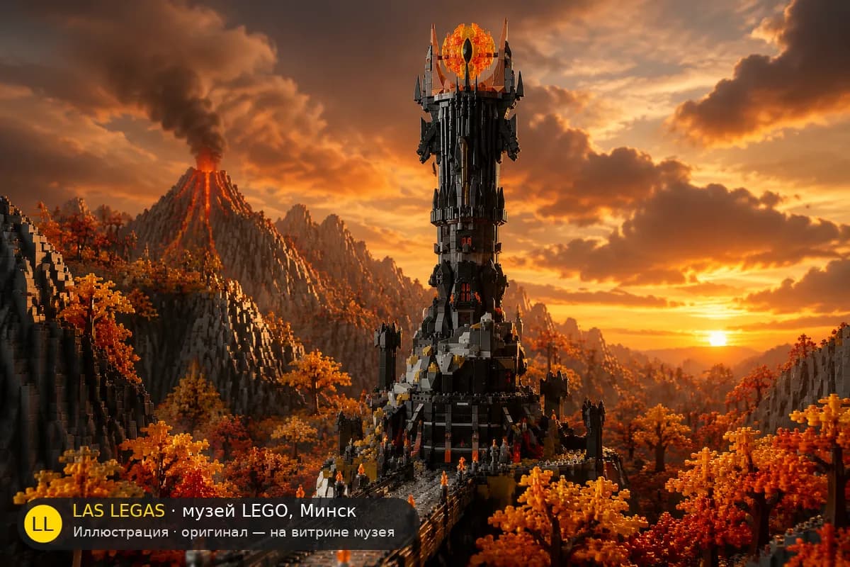 Иллюстрация: LEGO 10333 Барад-дур в диораме своего сюжета