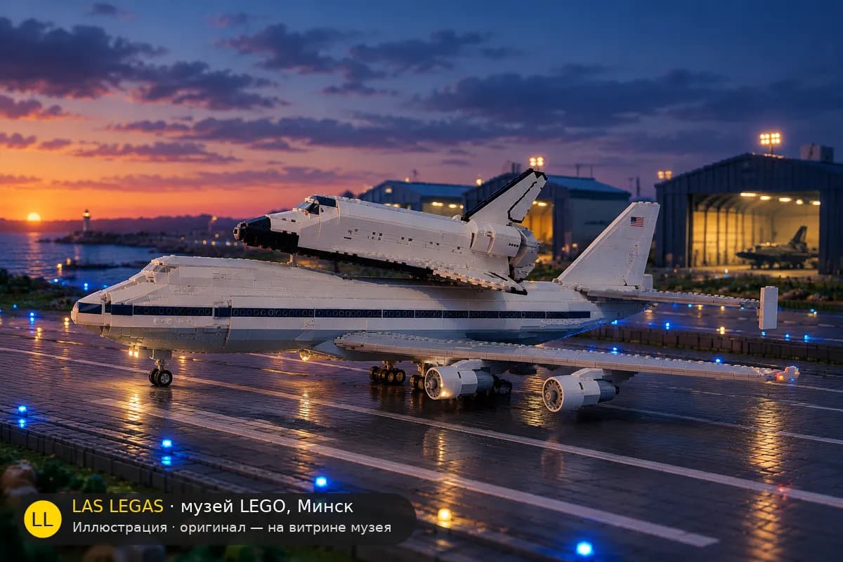 Иллюстрация: LEGO 10360 Самолёт-носитель шаттла в диораме своего сюжета