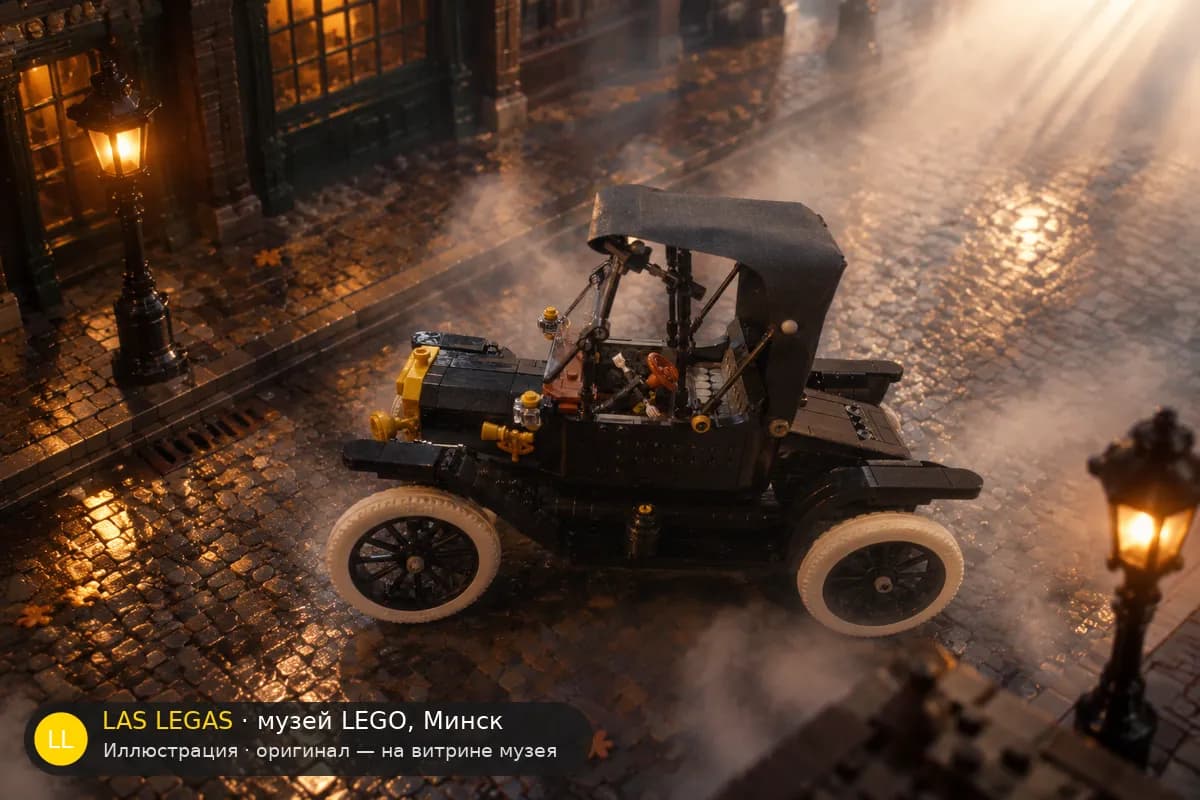 Иллюстрация: LEGO 11376 Форд Модель Т в диораме своего сюжета