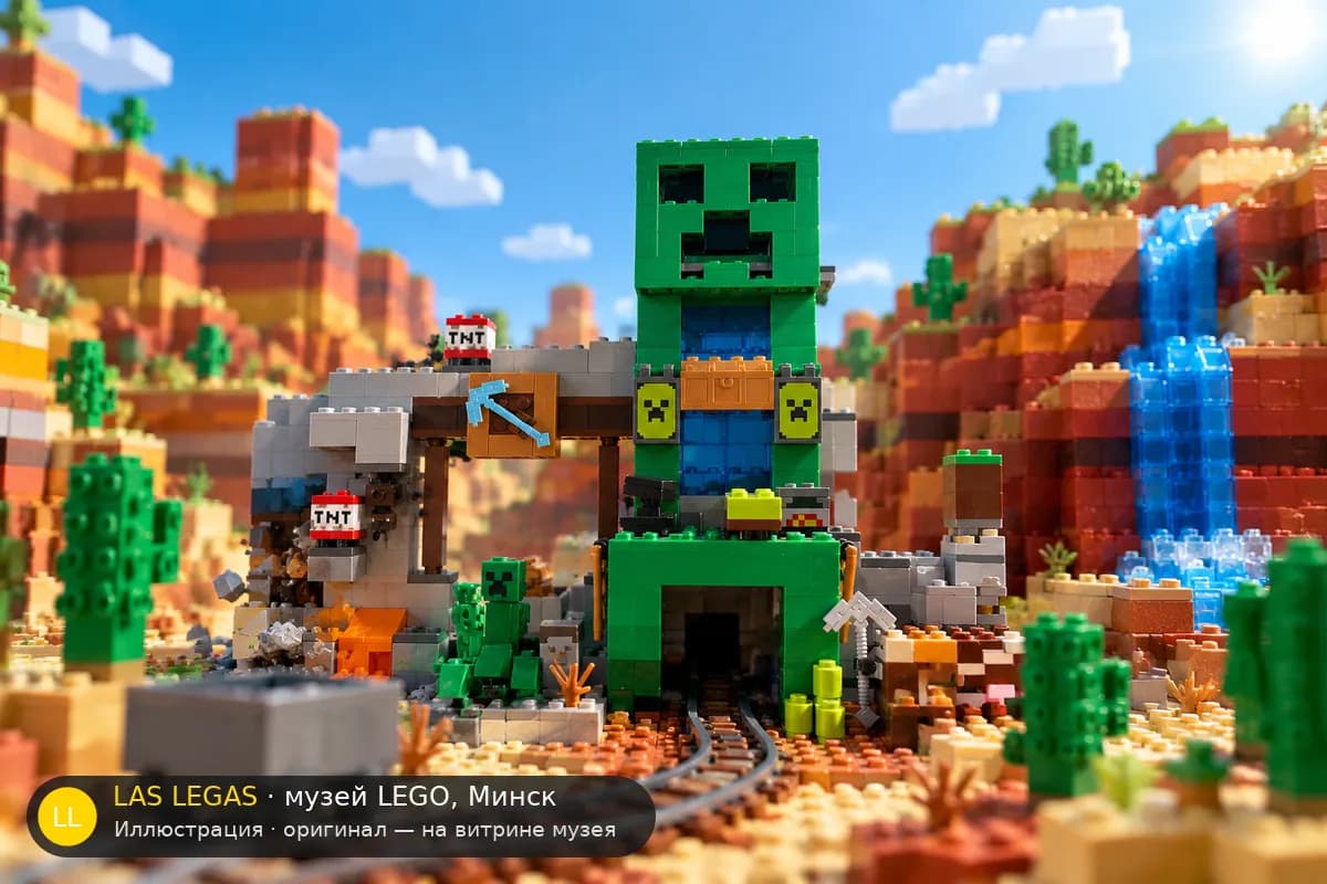 Иллюстрация: LEGO 21155 Шахта Крипера в диораме своего сюжета