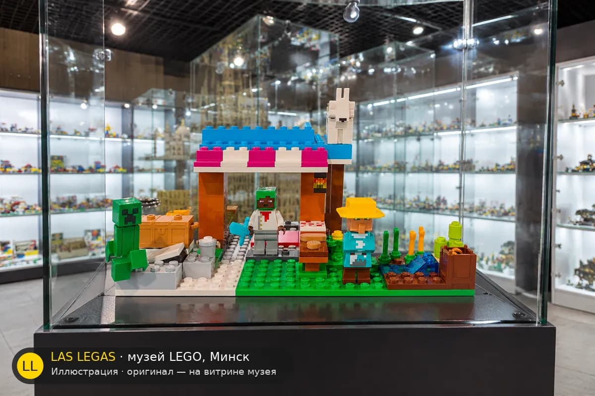 Иллюстрация: LEGO 21184 Пекарня на витрине в зале музея Las Legas