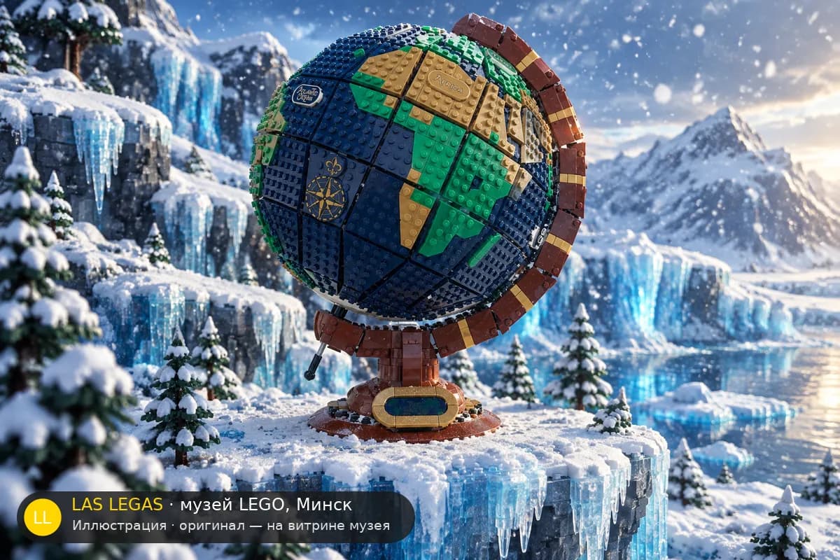 Иллюстрация: LEGO 21332 Глобус в диораме своего сюжета