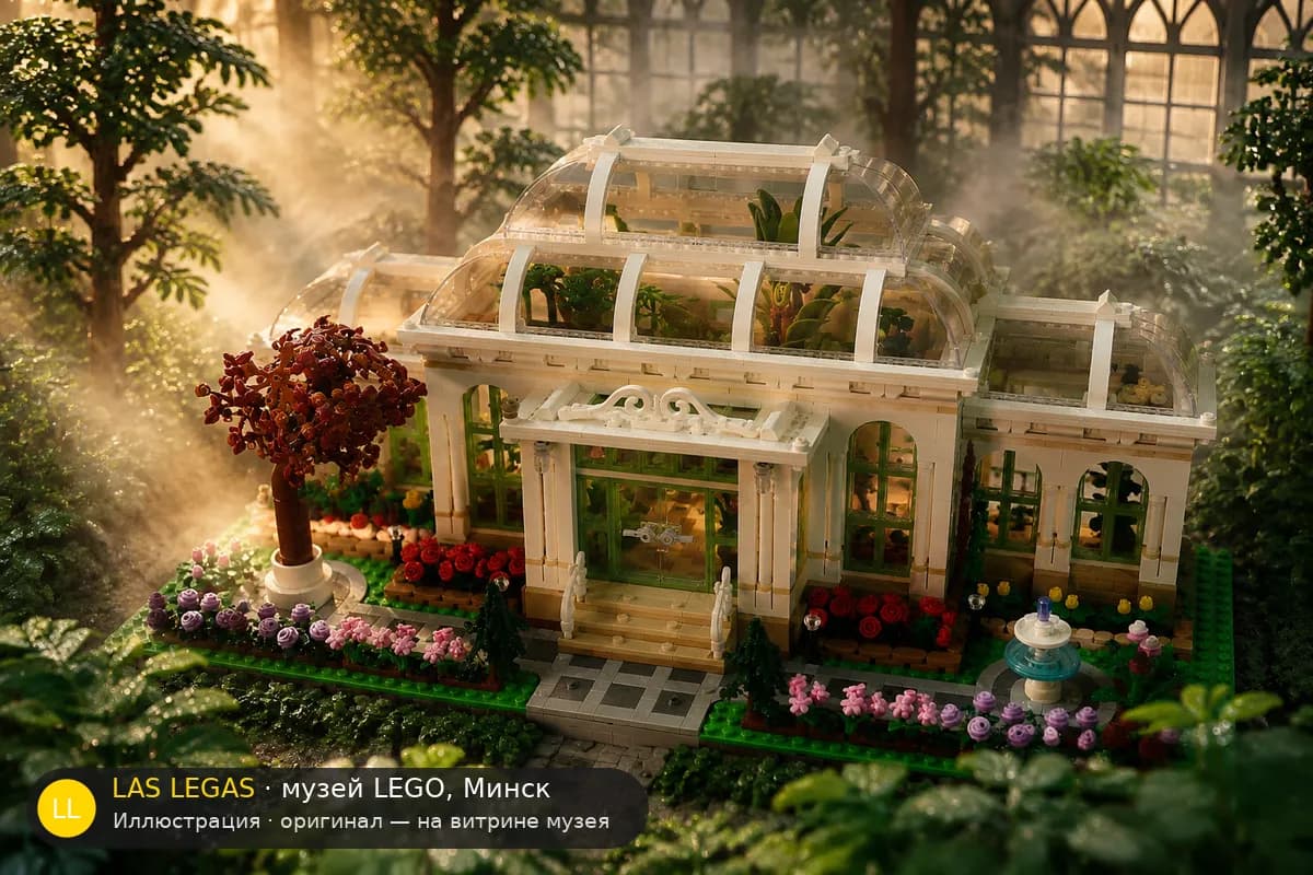 Иллюстрация: LEGO 21353 Ботанический сад в диораме своего сюжета