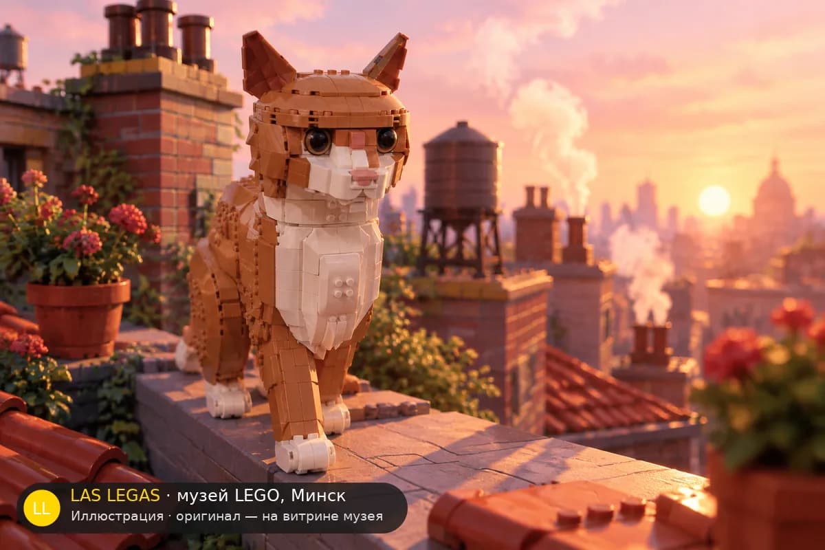 Иллюстрация: LEGO 21376 Оранжевый кот в диораме своего сюжета