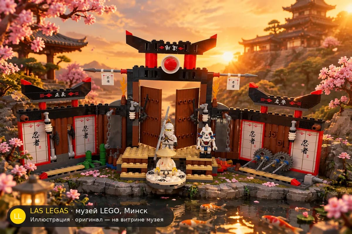 Иллюстрация: LEGO 2504 Спинджицу Додзё в диораме своего сюжета