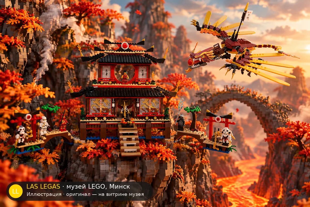 Иллюстрация: LEGO 2507 Храм Огня в диораме своего сюжета
