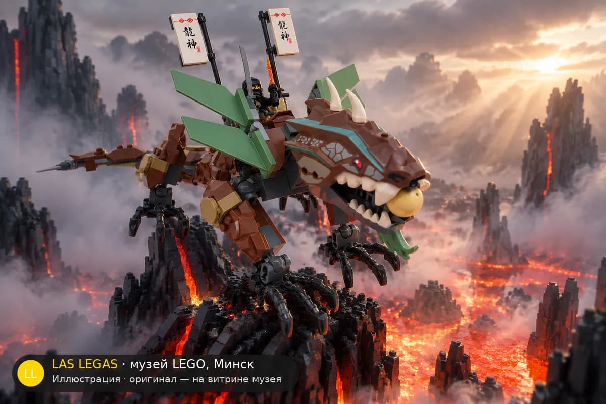 Иллюстрация: LEGO 2509 Защита Земляного Дракона в диораме своего сюжета