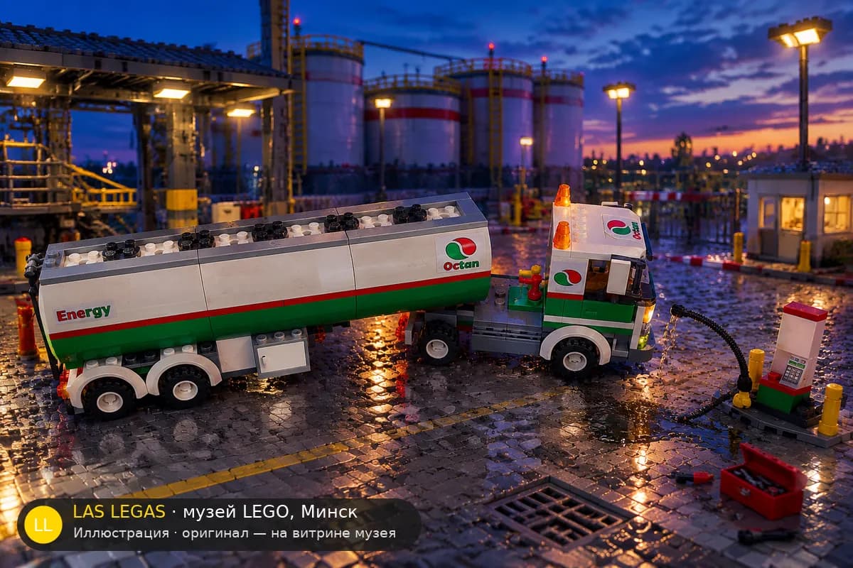 Иллюстрация: LEGO 3180 Бензовоз в диораме своего сюжета