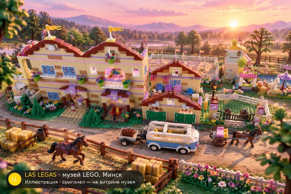 Иллюстрация: LEGO 3185 Летний конный лагерь в диораме своего сюжета