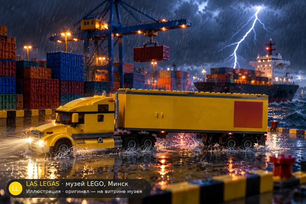 Иллюстрация: LEGO 3221 Грузовик LEGO City в диораме своего сюжета
