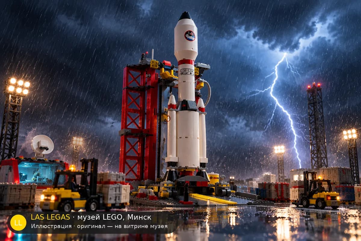 Иллюстрация: LEGO 3368 Космический центр в диораме своего сюжета