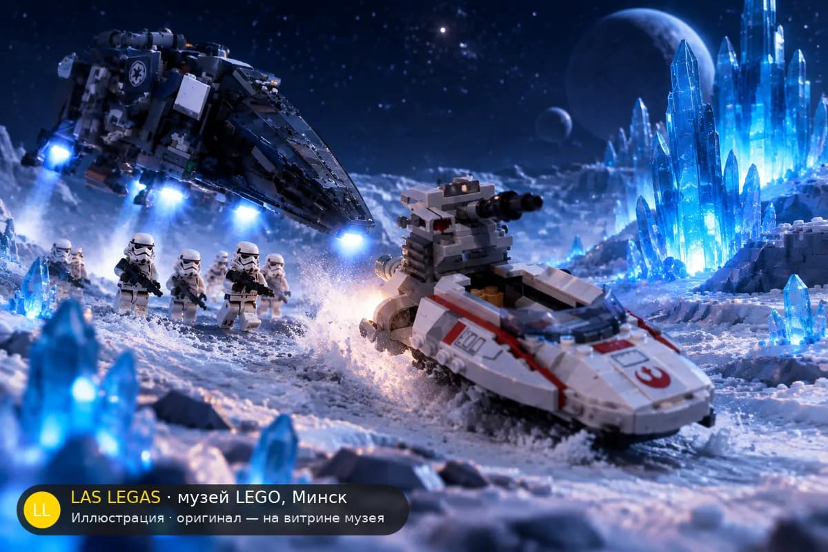 Иллюстрация: LEGO 40755 Имперский десантный корабль против повстанческого спидера в диораме своего сюжета