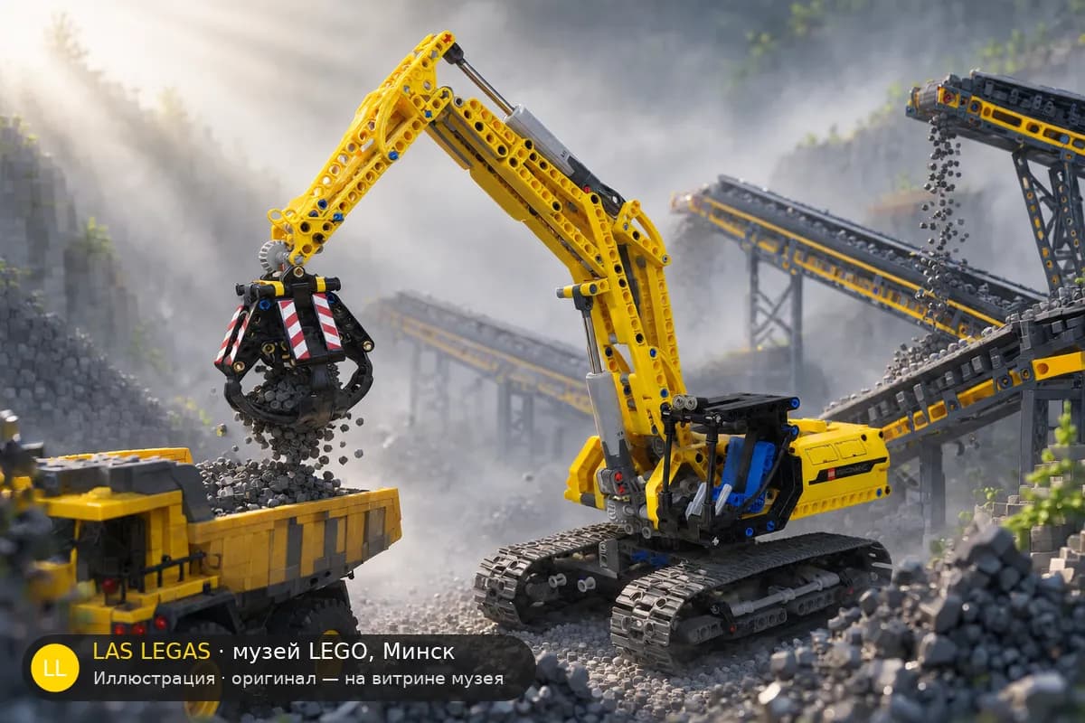 Иллюстрация: LEGO 42006 Экскаватор в диораме своего сюжета
