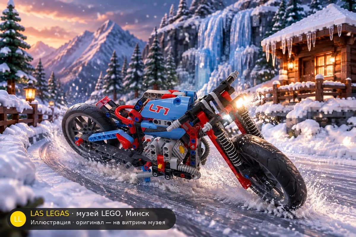Иллюстрация: LEGO 42036 Стритбайк в диораме своего сюжета