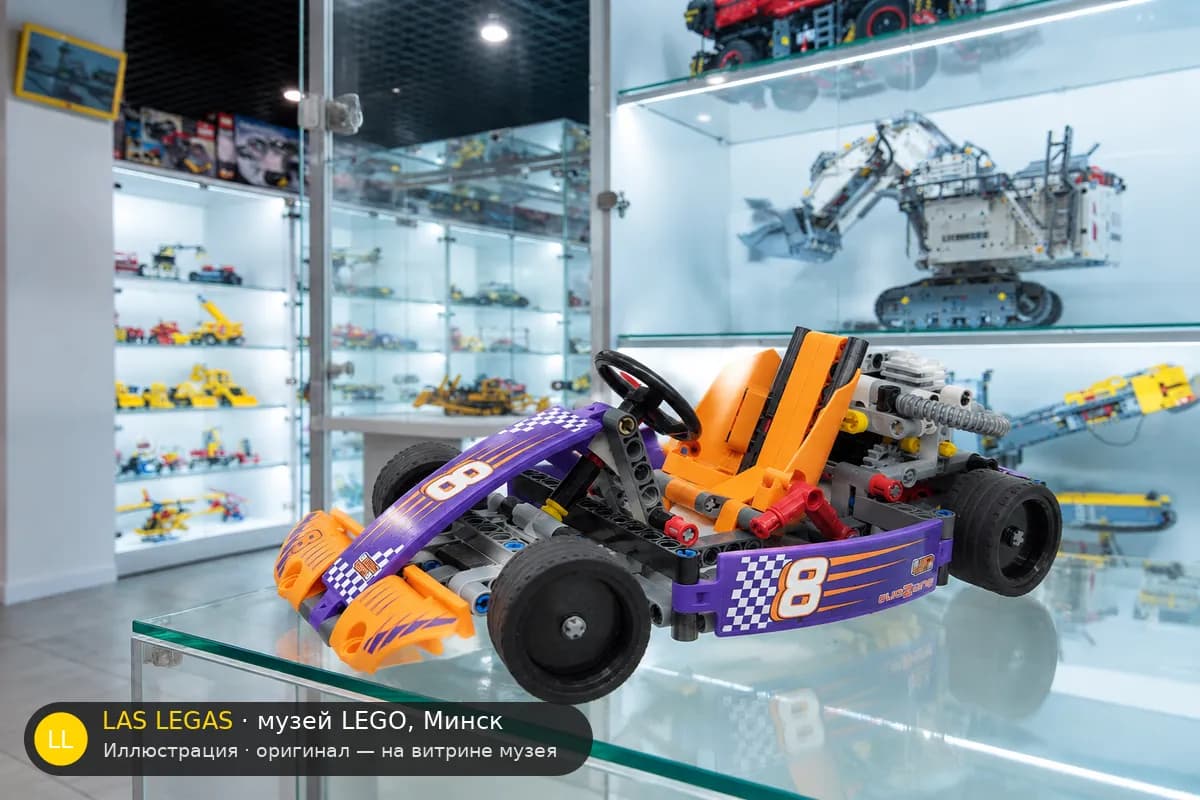 Иллюстрация: LEGO 42048 Карт на витрине в зале музея Las Legas
