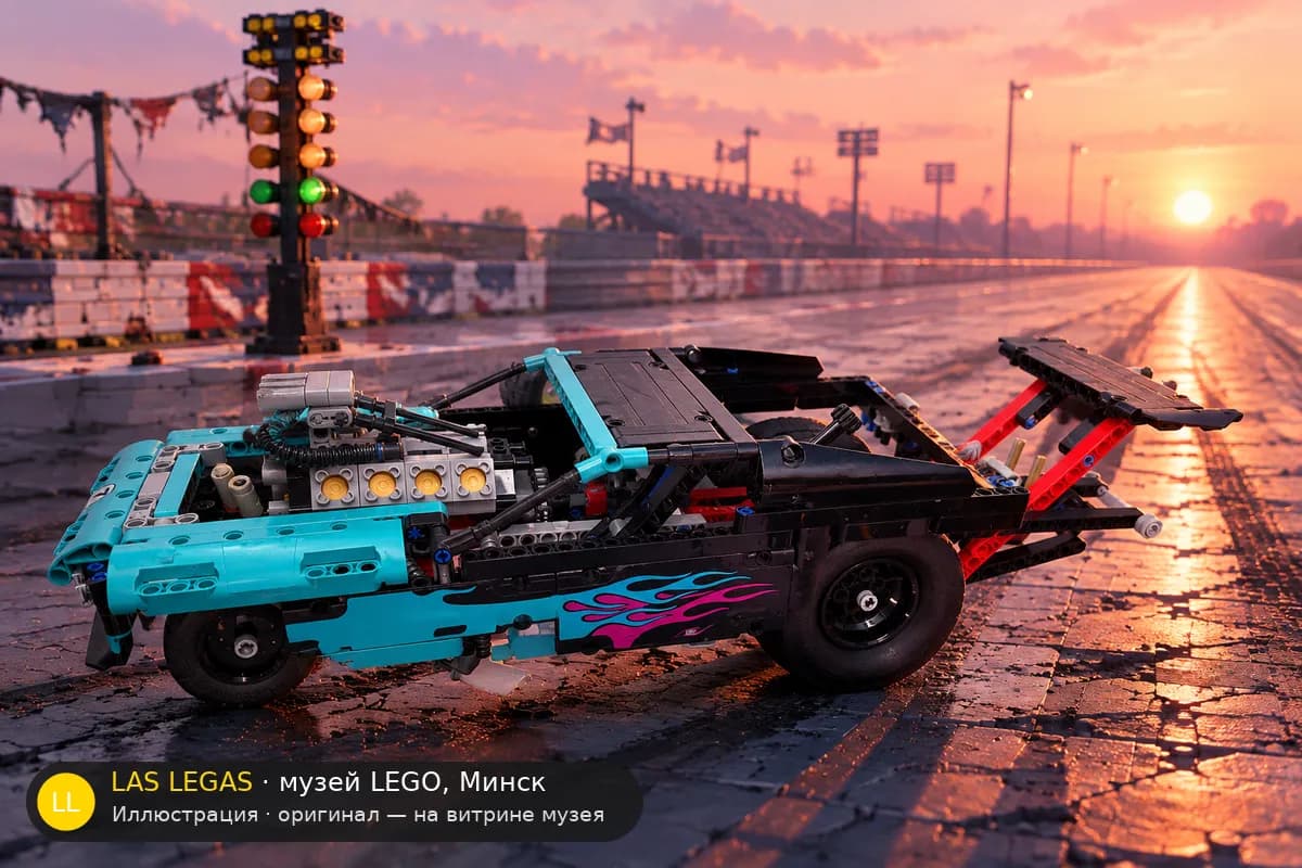Иллюстрация: LEGO 42050 Дрэгстер в диораме своего сюжета