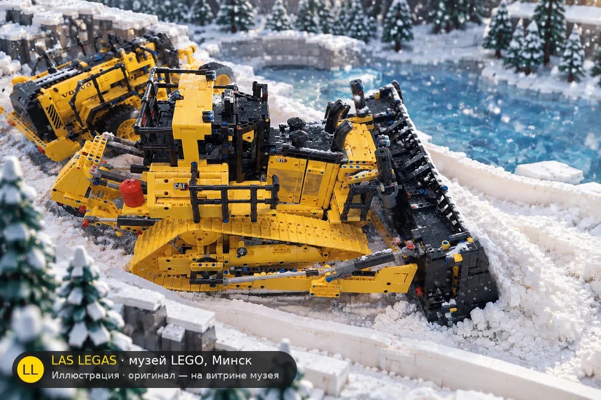 Иллюстрация: LEGO 42131 Бульдозер Cat D11 в диораме своего сюжета