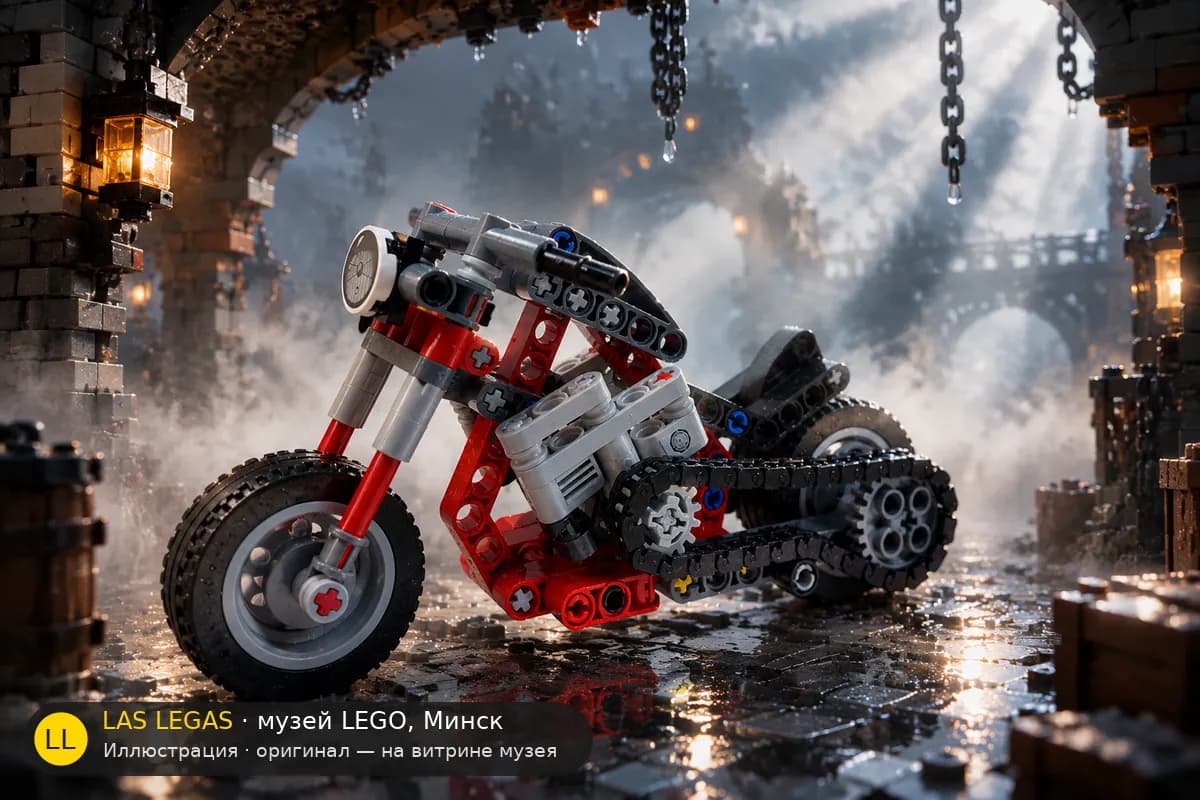 Иллюстрация: LEGO 42132 Мотоцикл в диораме своего сюжета