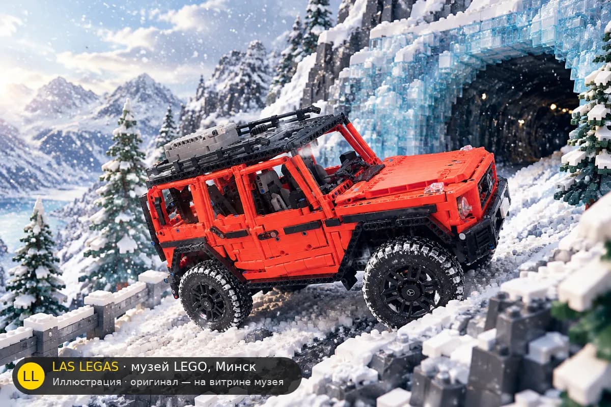 Иллюстрация: LEGO 42177 Mercedes-Benz G 500 PROFESSIONAL Line в диораме своего сюжета