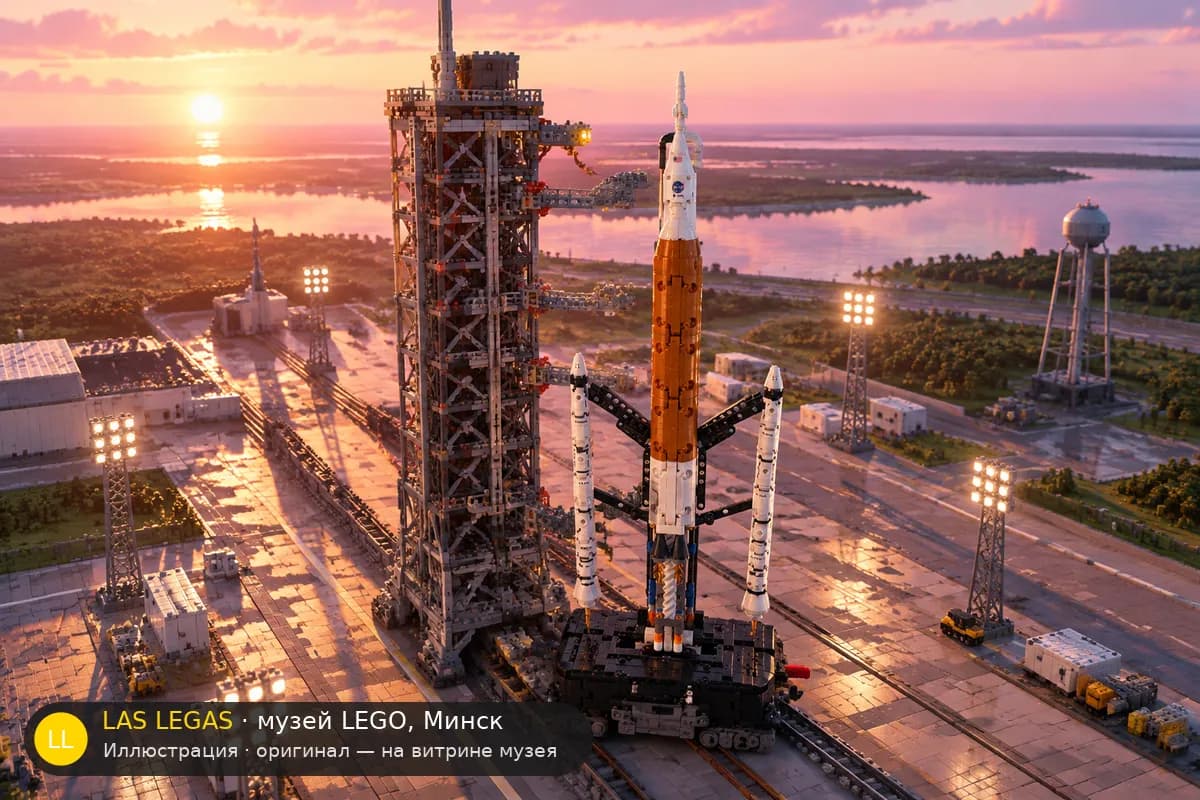 Иллюстрация: LEGO 42221 Ракета NASA Artemis в диораме своего сюжета