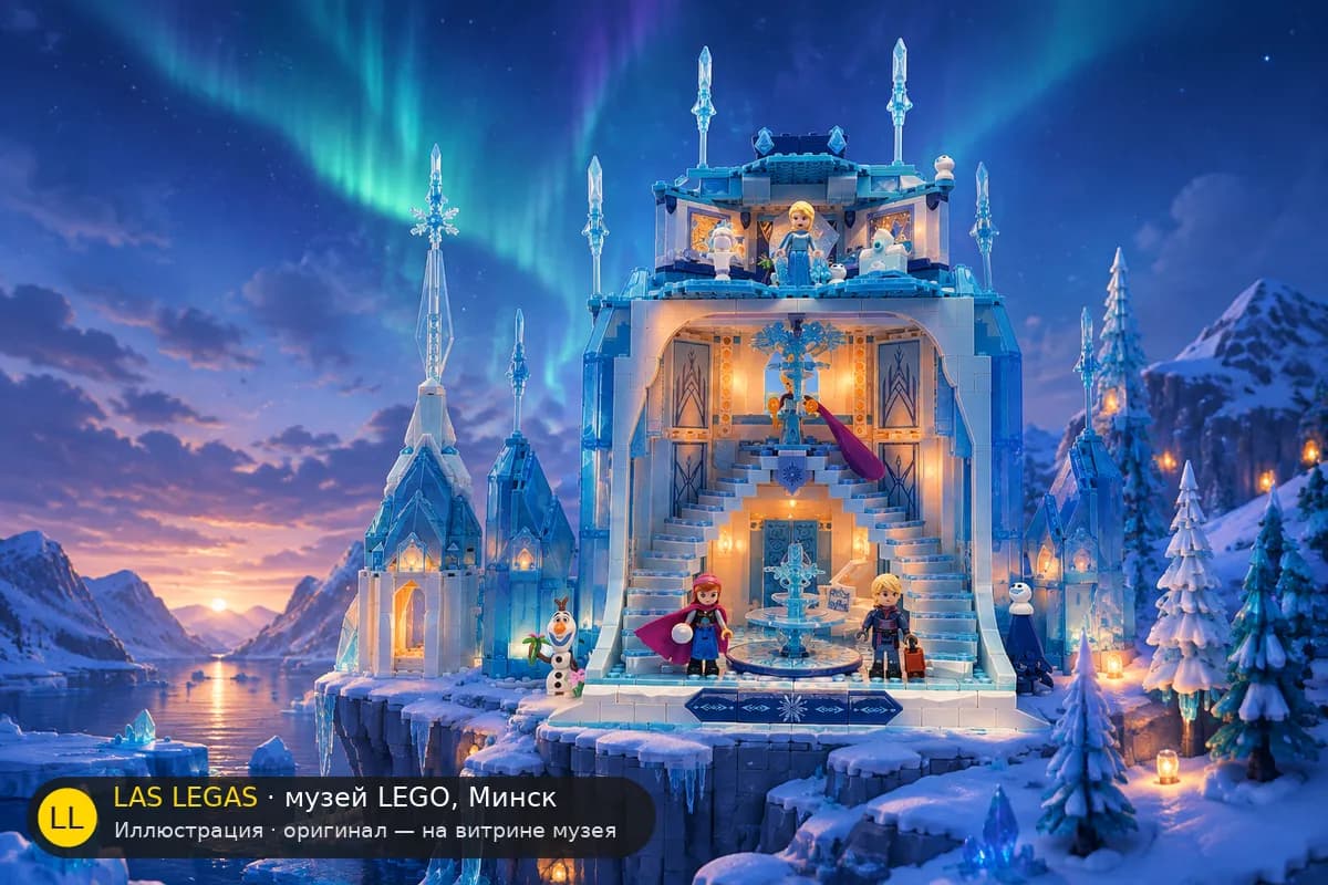 Иллюстрация: LEGO 43197 Ледяной замок в диораме своего сюжета