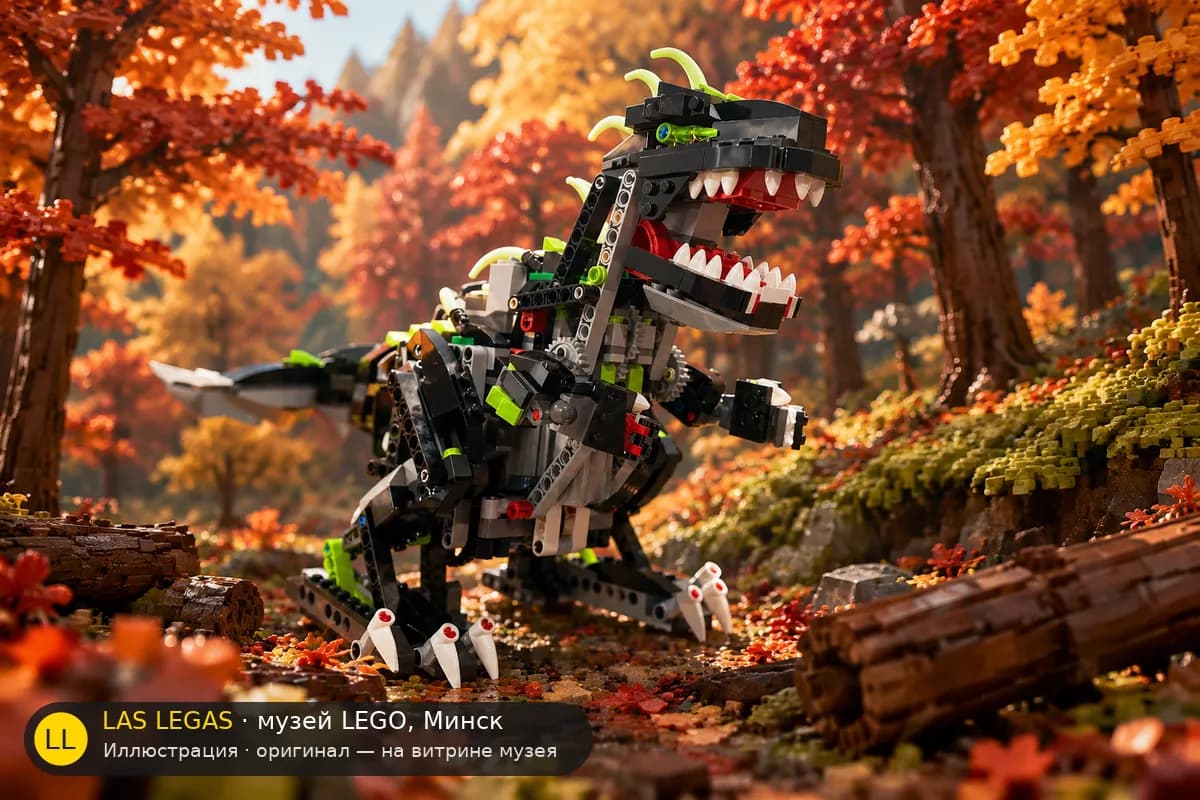 Иллюстрация: LEGO 4958 Монстр Динозавр в диораме своего сюжета