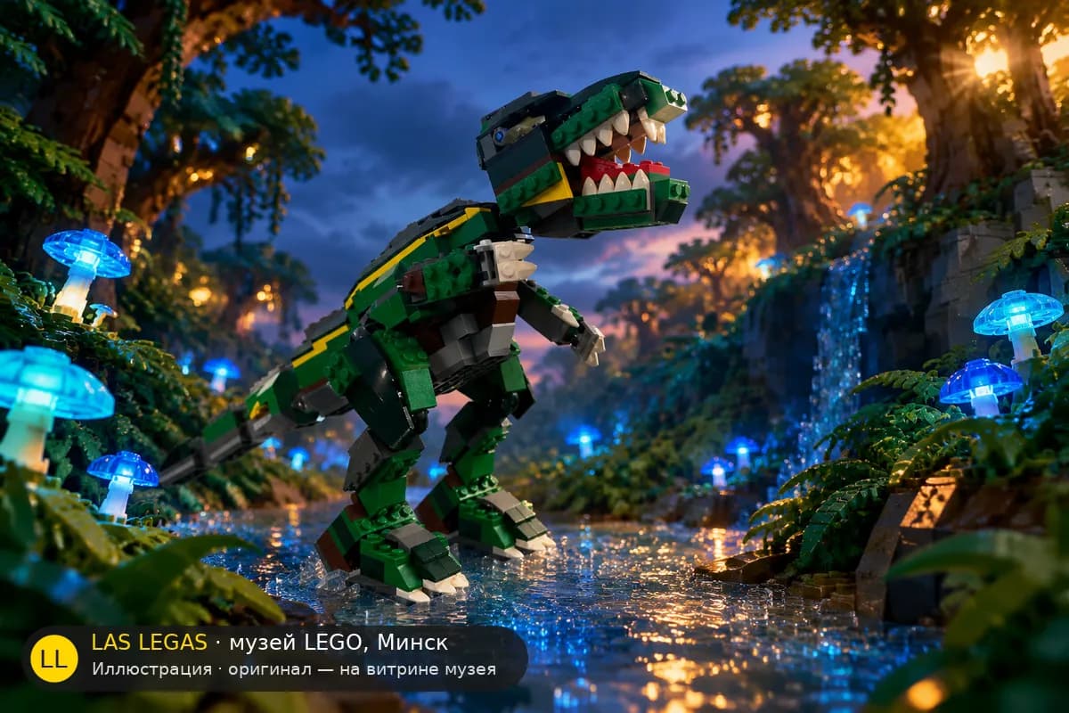 Иллюстрация: LEGO 4998 Стегозавр в диораме своего сюжета