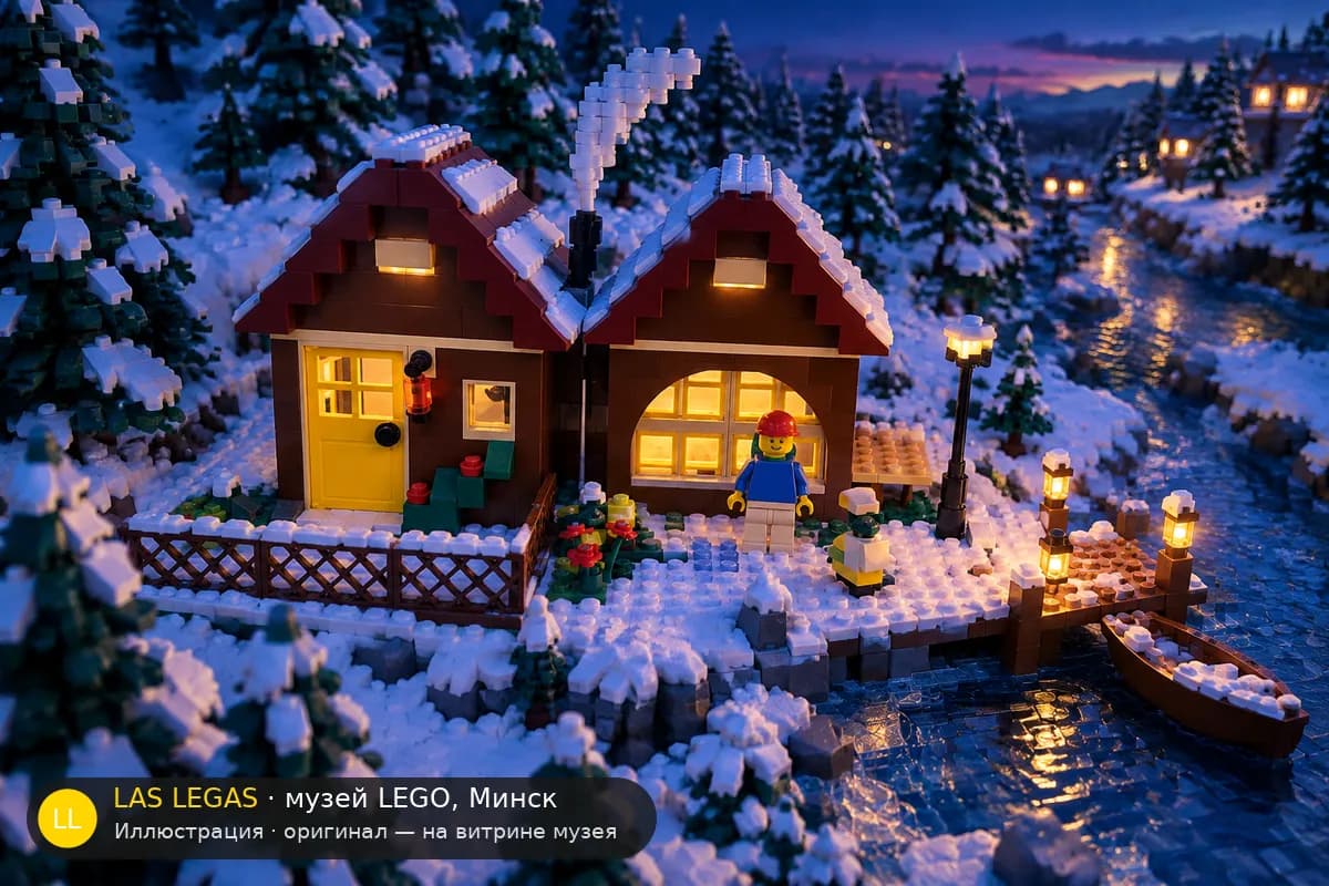 Иллюстрация: LEGO 5766 Лесной домик в диораме своего сюжета
