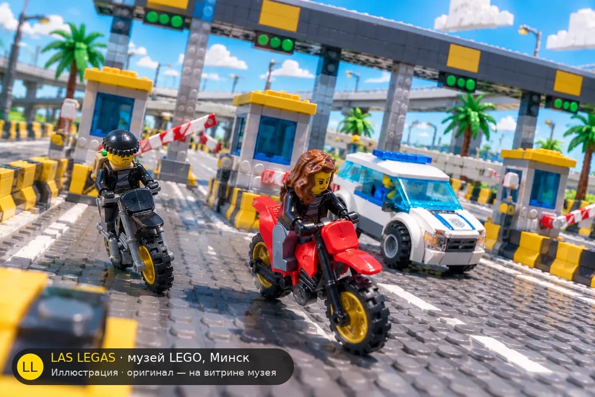 Иллюстрация: LEGO 60042 Высокоскоростная погоня полиции в диораме своего сюжета