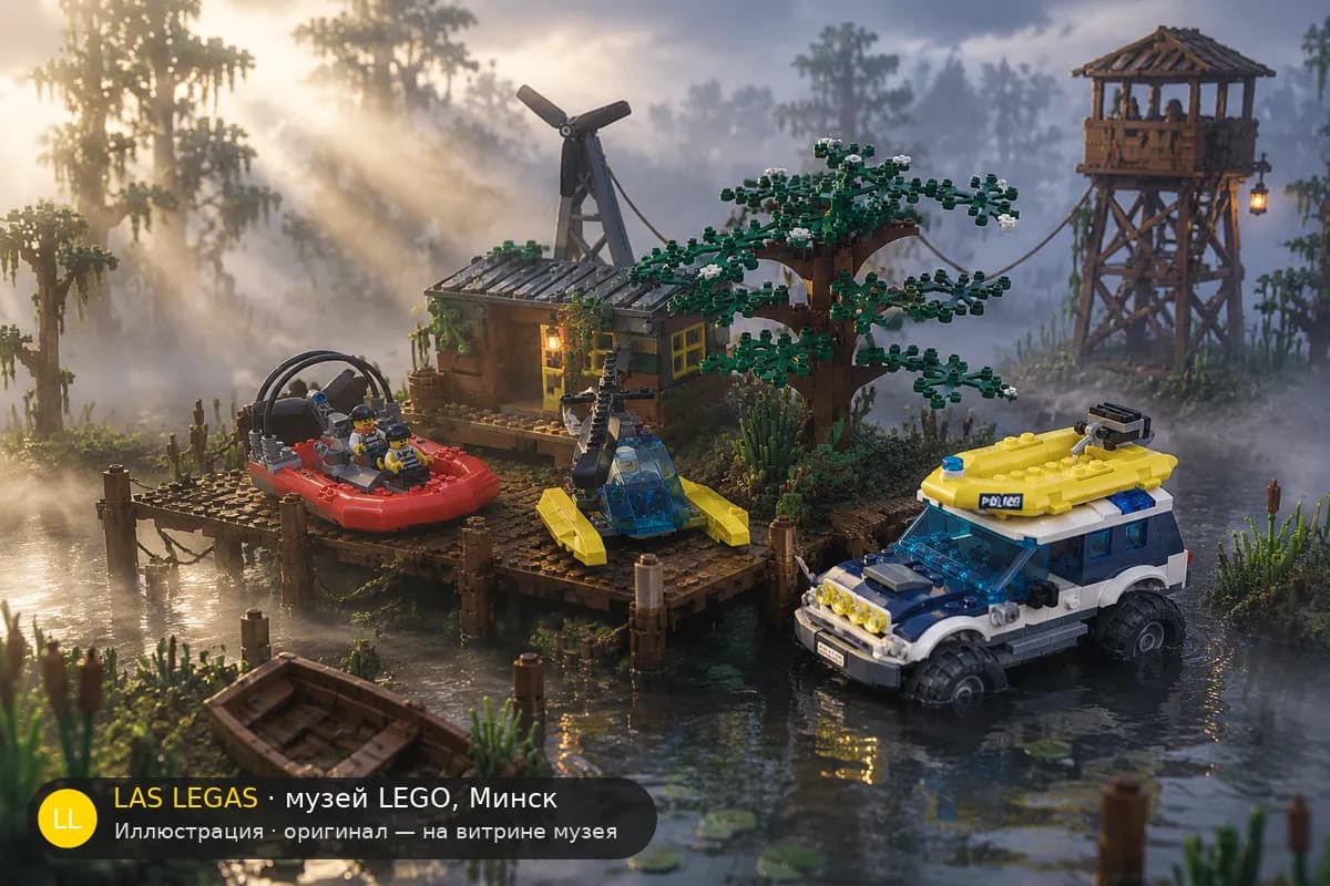Иллюстрация: LEGO 60068 Убежище преступников в диораме своего сюжета