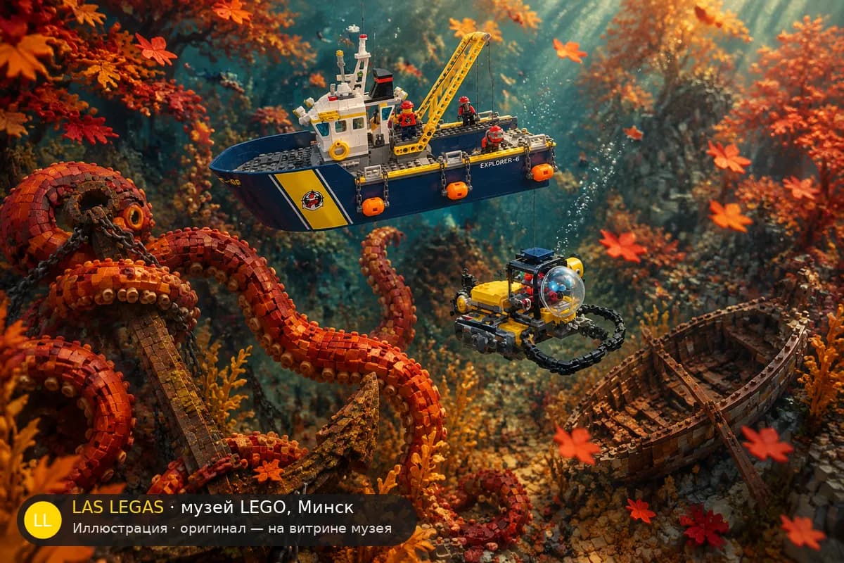 Иллюстрация: LEGO 60095 Глубоководное исследовательское судно в диораме своего сюжета