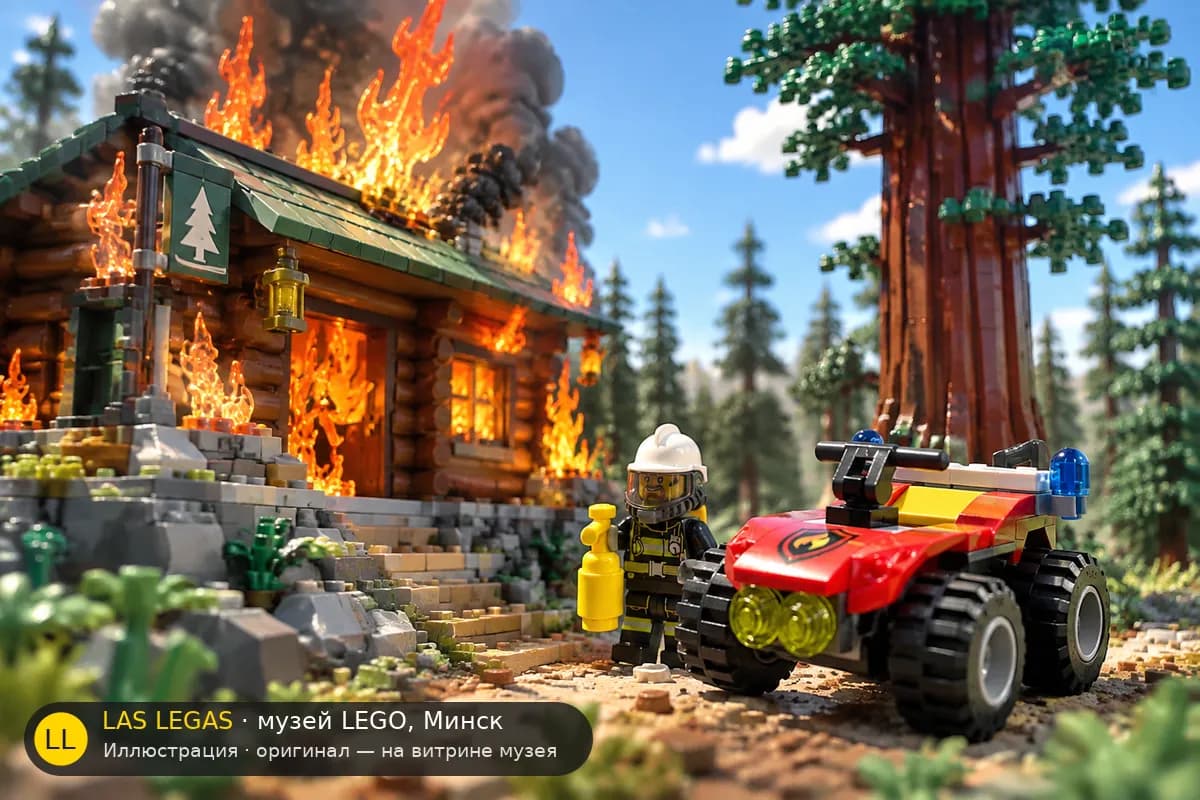 Иллюстрация: LEGO 60105 Пожарный квадроцикл в диораме своего сюжета