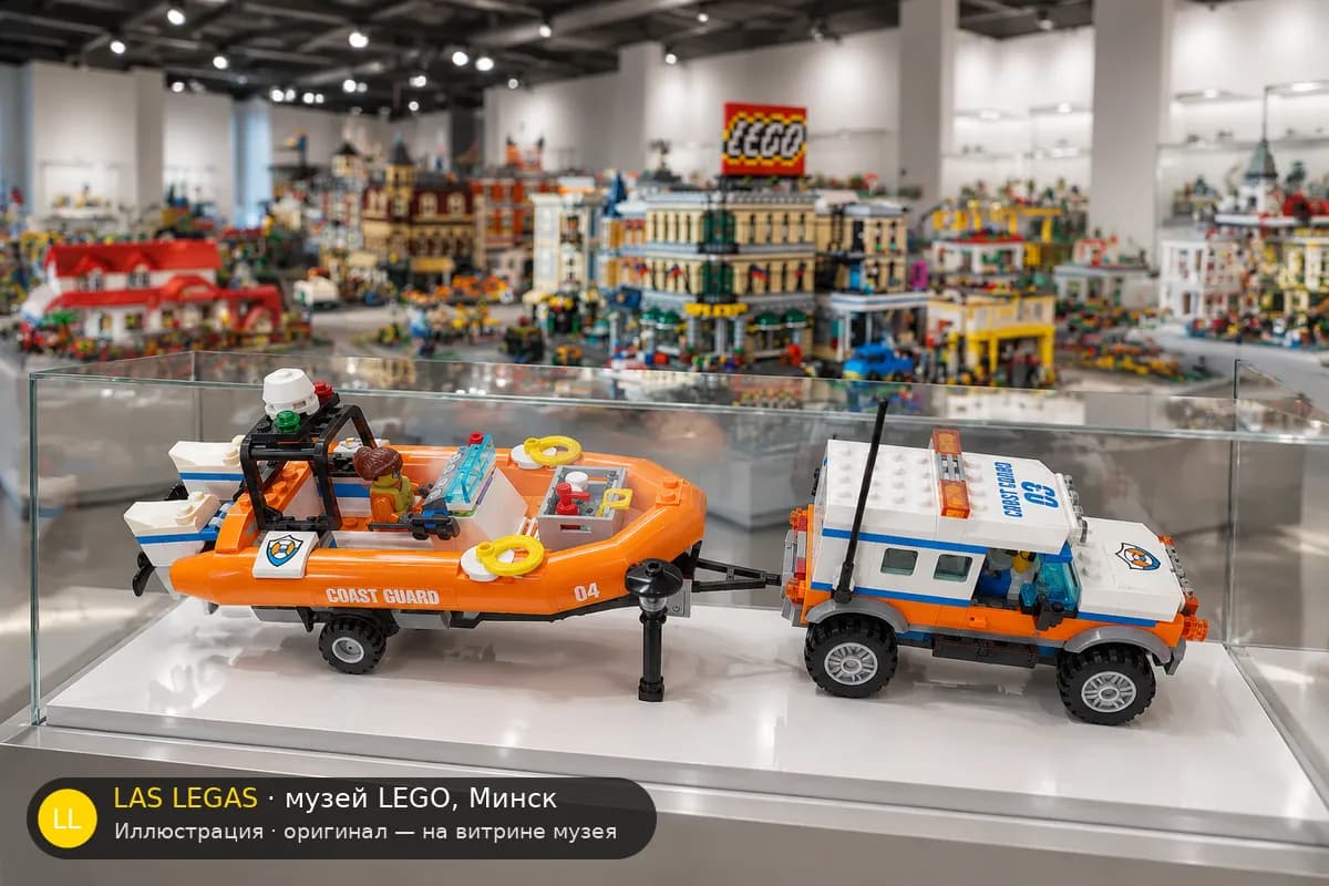 Иллюстрация: LEGO 60165 Спасательный вездеход 4x4 на витрине в зале музея Las Legas