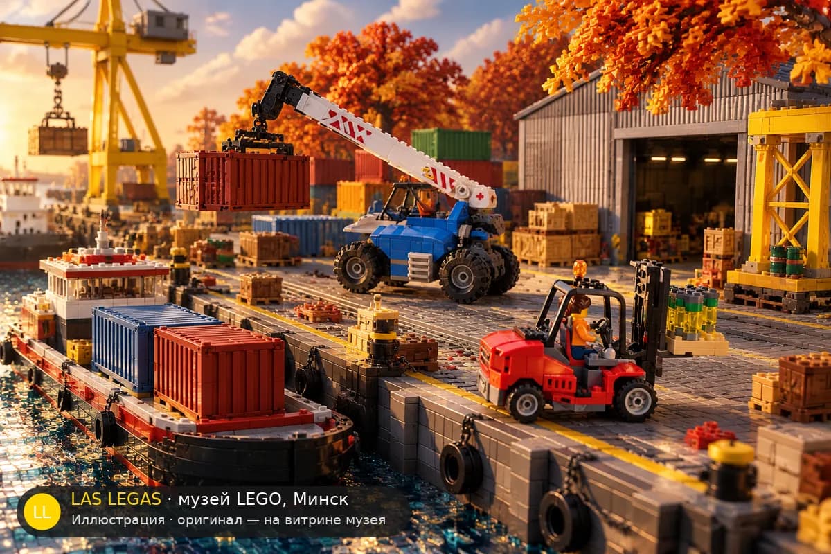 Иллюстрация: LEGO 60169 Грузовой терминал в диораме своего сюжета