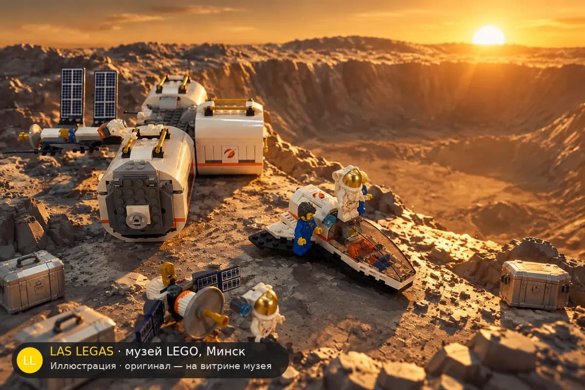 Иллюстрация: LEGO 60227 Лунная космическая станция в диораме своего сюжета