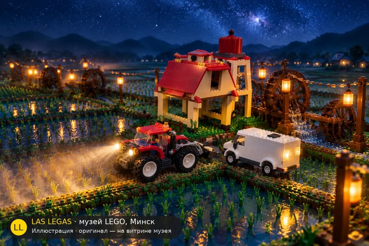 Иллюстрация: LEGO 60287 Трактор в диораме своего сюжета