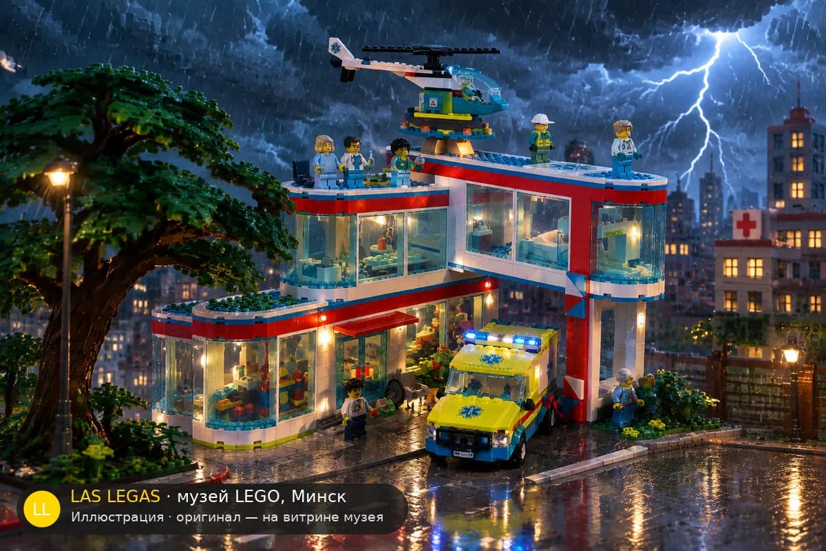 Иллюстрация: LEGO 60330 Больница в диораме своего сюжета