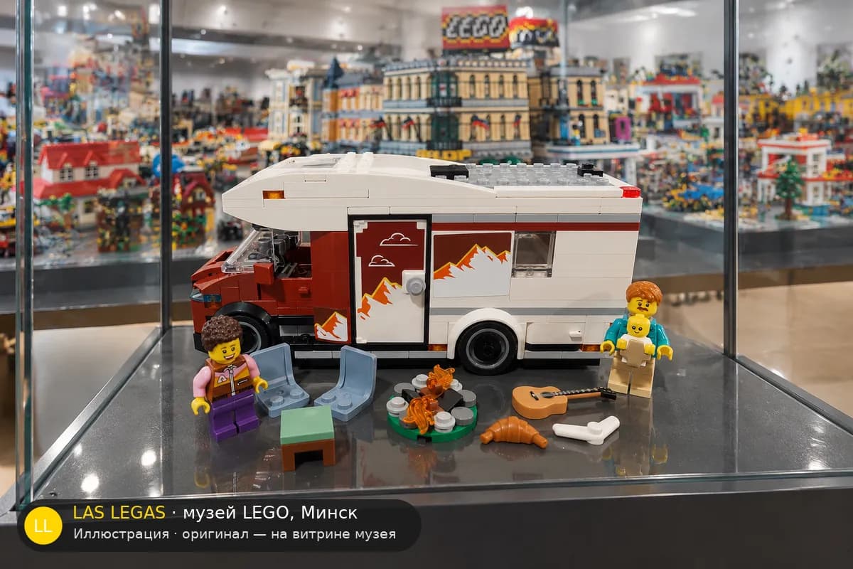 Иллюстрация: LEGO 60454 Дом на колёсах на витрине в зале музея Las Legas