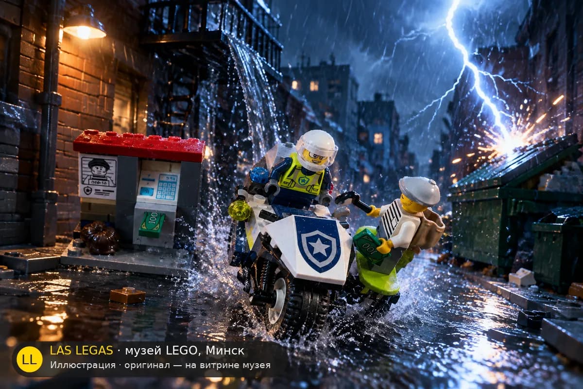 Иллюстрация: LEGO 60455 Полицейский мотоцикл в диораме своего сюжета