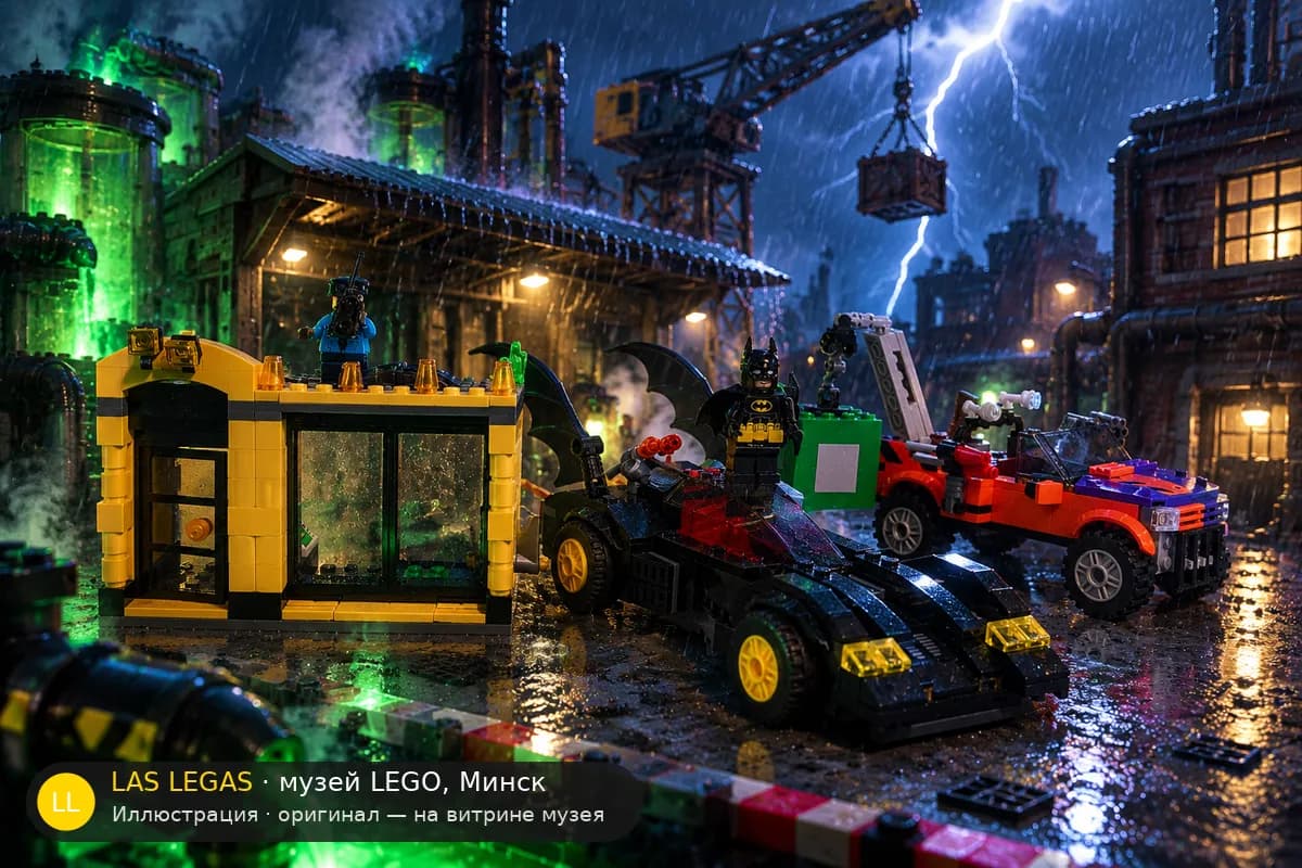 Иллюстрация: LEGO 6864 Бэтмобиль и погоня за Двуликим в диораме своего сюжета