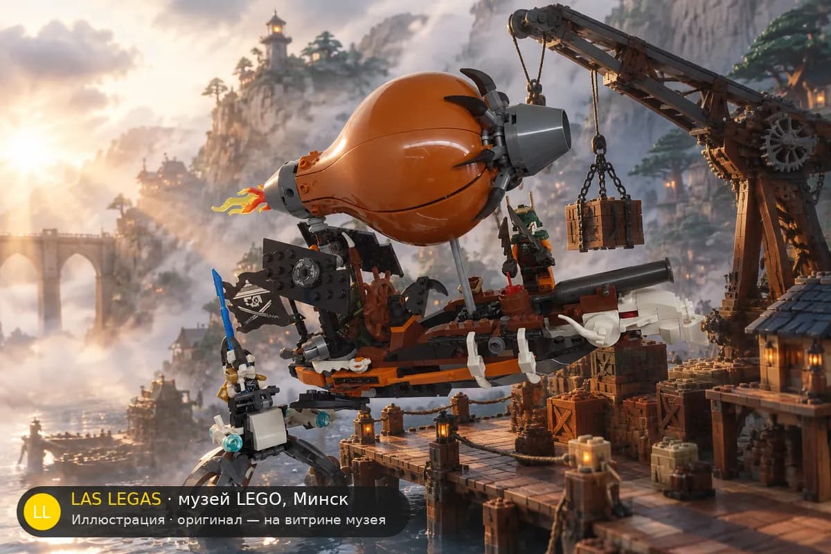 Иллюстрация: LEGO 70603 Воздушный налет на дирижабль в диораме своего сюжета