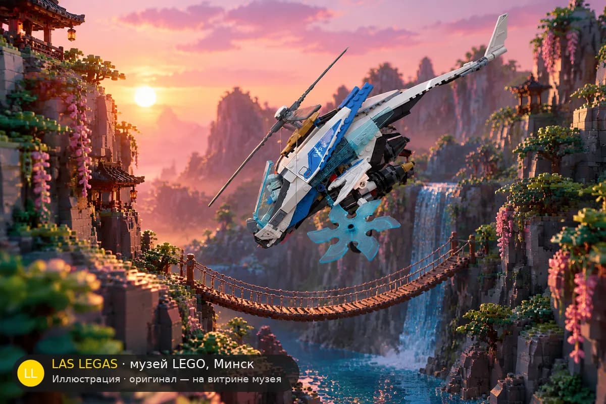 Иллюстрация: LEGO 70673 Шурикоптер в диораме своего сюжета