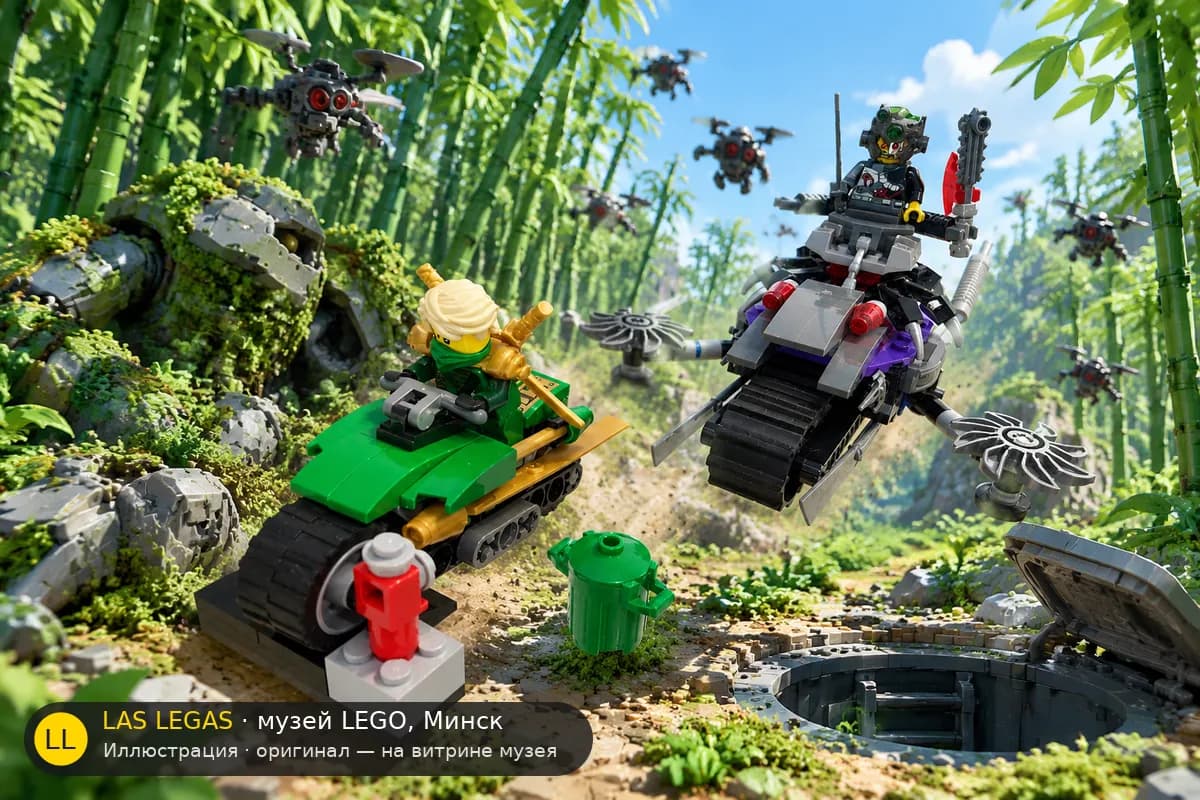 Иллюстрация: LEGO 70722 Атака ОверБорга в диораме своего сюжета