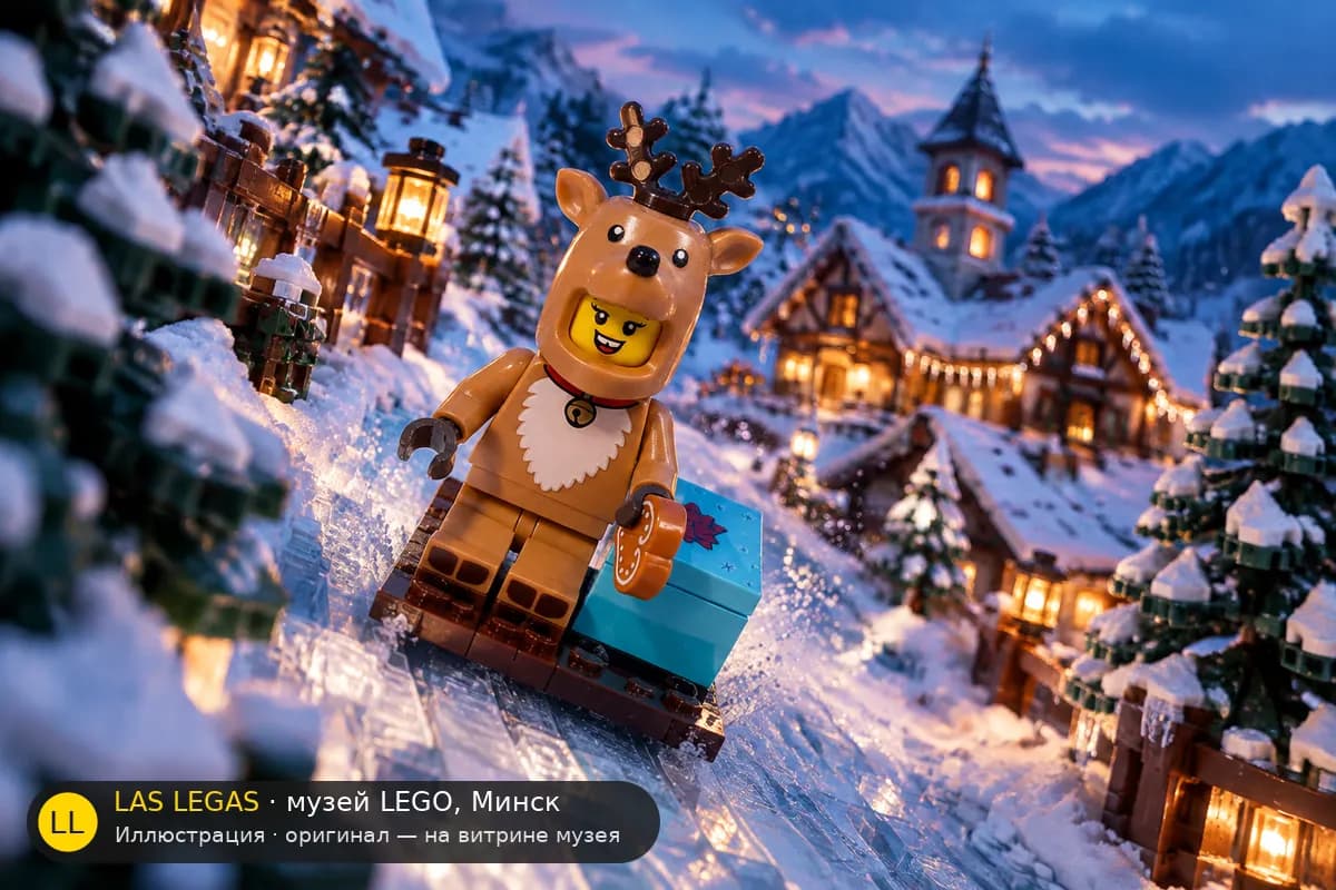Иллюстрация: LEGO 71034 Костюм северного оленя в диораме своего сюжета
