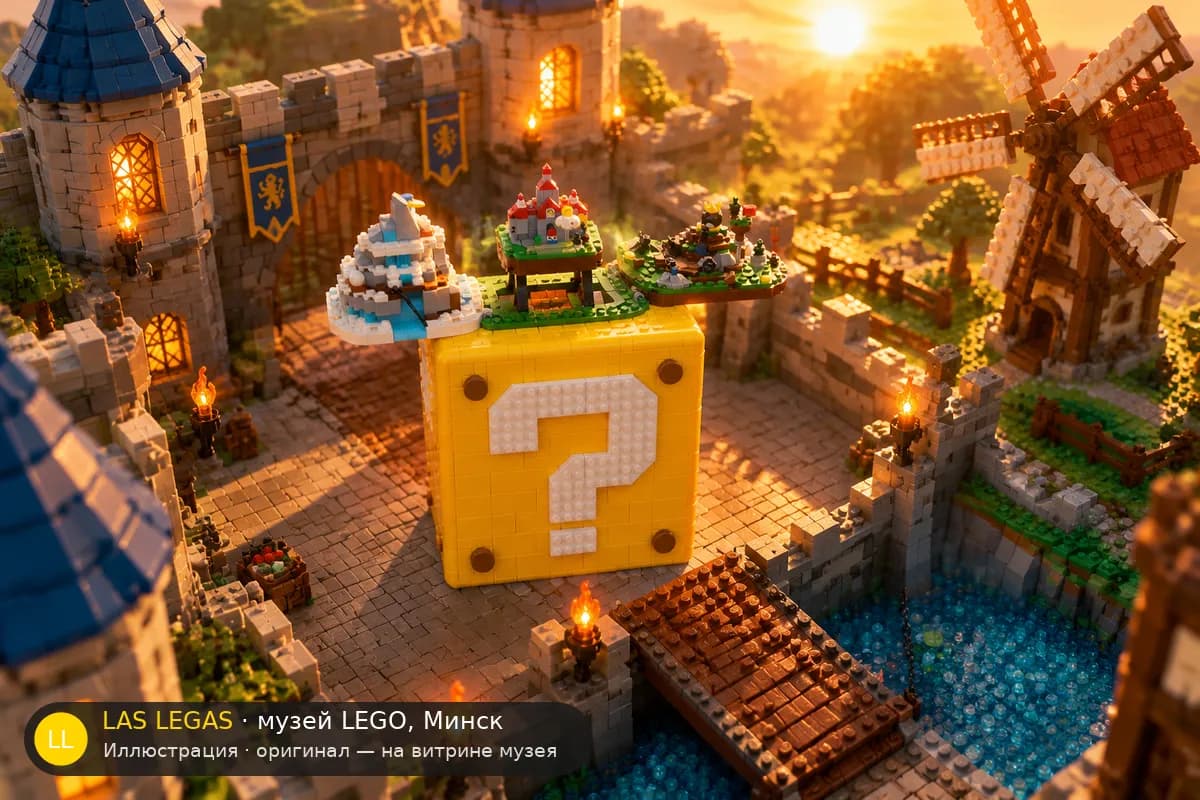 Иллюстрация: LEGO 71395 Super Mario 64 — блок со знаком вопроса в диораме своего сюжета