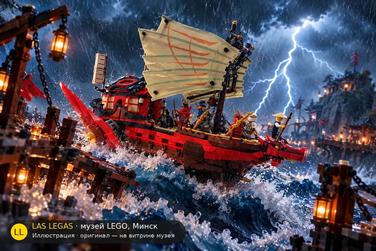 Иллюстрация: LEGO 71705 Корабль «Судьба» в диораме своего сюжета