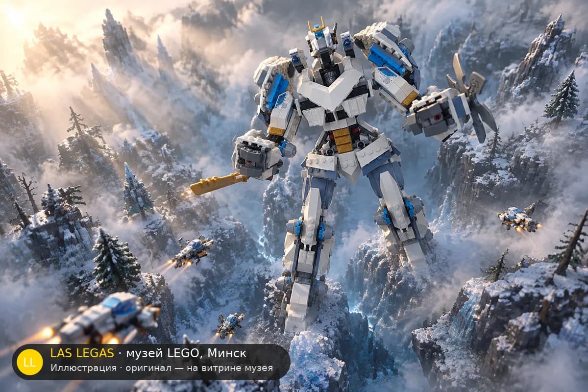 Иллюстрация: LEGO 71738 Битва титанического меха Зейна в диораме своего сюжета
