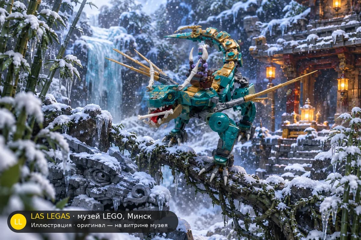 Иллюстрация: LEGO 71746 Джунглевый дракон в диораме своего сюжета
