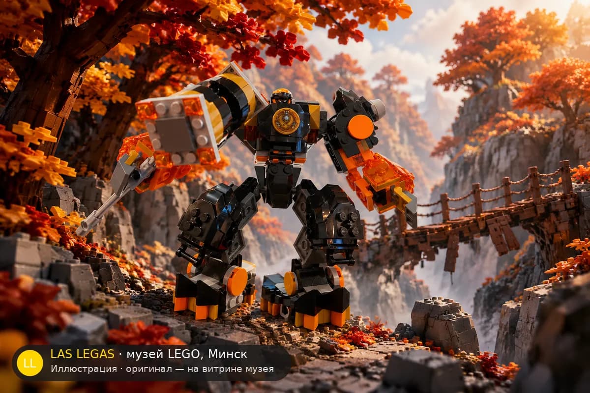 Иллюстрация: LEGO 71806 Элементальный земляной мех Коула в диораме своего сюжета